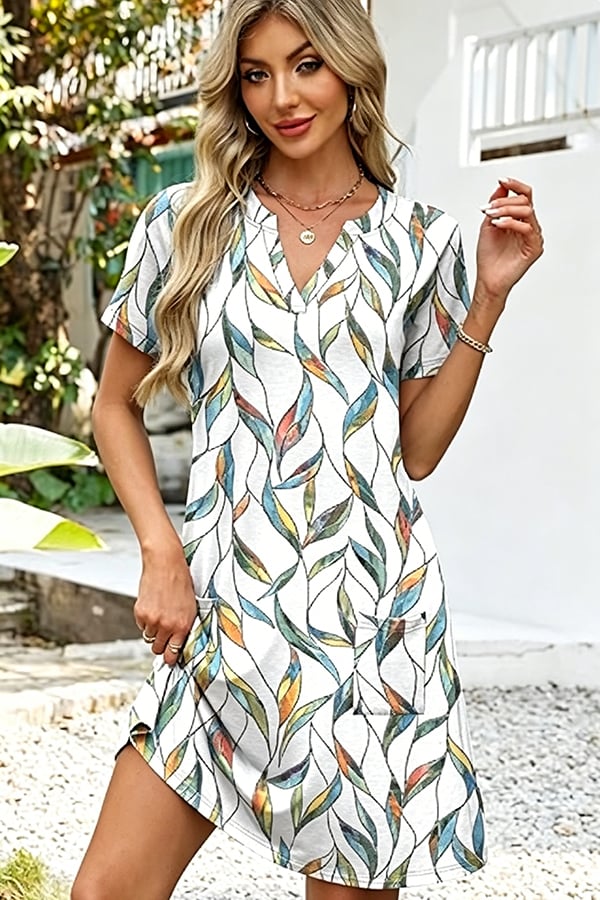 Women’s Casual V-Neck Hawaiian Midi Dress