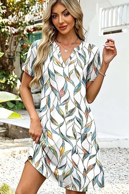 Women’s Casual V-Neck Hawaiian Midi Dress