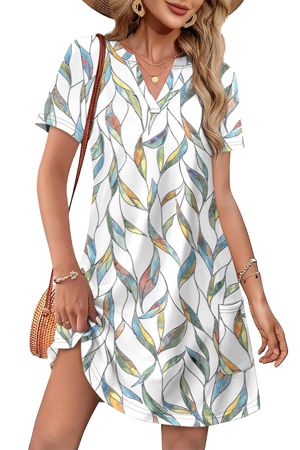 Women’s Casual V-Neck Hawaiian Midi Dress