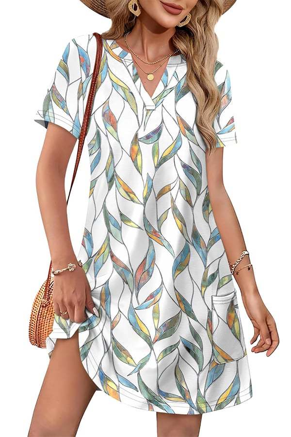 Women’s Casual V-Neck Hawaiian Midi Dress