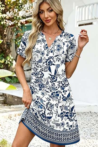 Women’s Casual V-Neck Hawaiian Midi Dress