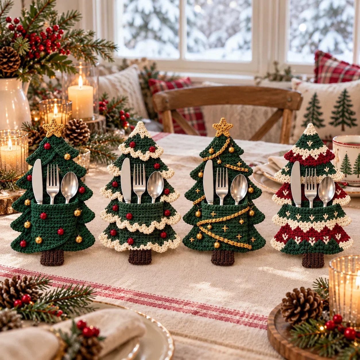 Weihnachtsbaum-Besteckhalter – DIY-Häkelset