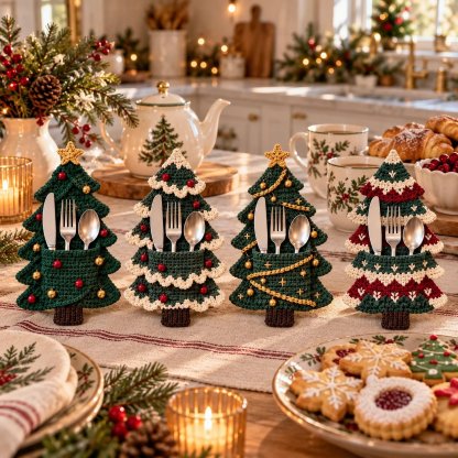 Weihnachtsbaum-Besteckhalter – DIY-Häkelset