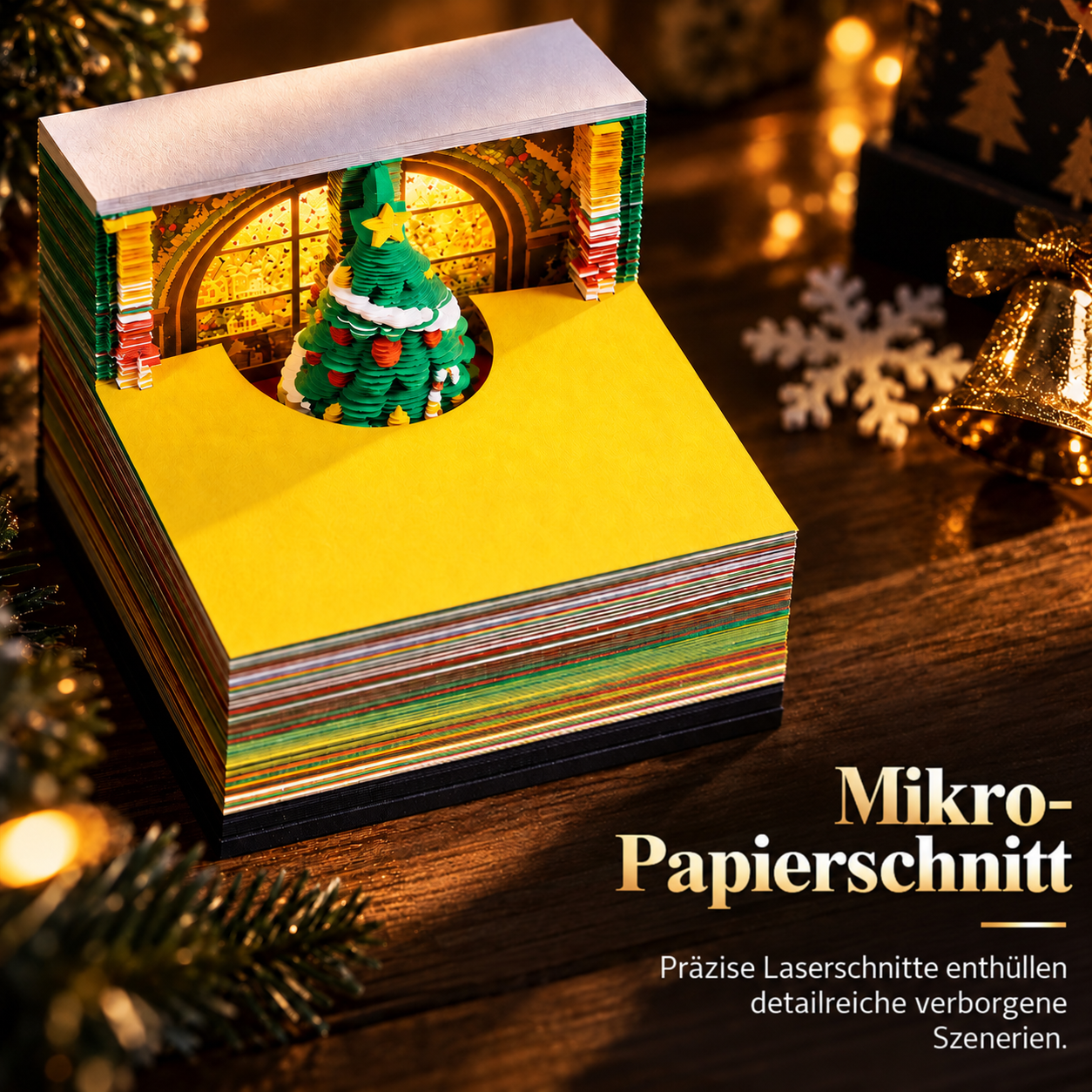 Beleuchteter 3D-Weihnachtskalender aus Papier