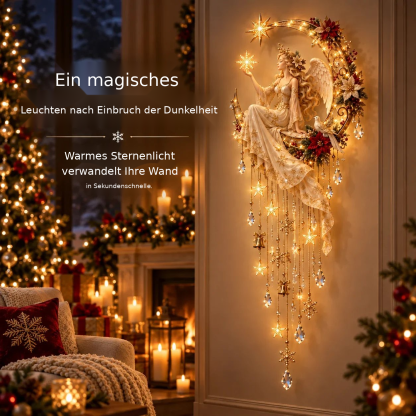 Beleuchtete Engel-Wanddekoration mit Halbmond