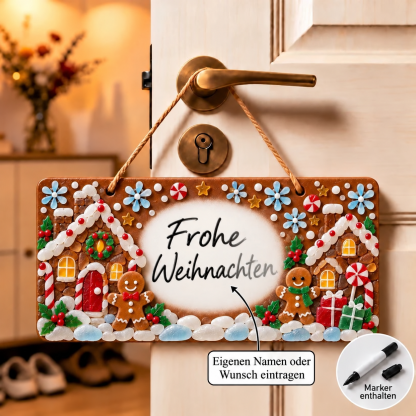 DIY-Weihnachtsschild mit dekorativen Glasstücken