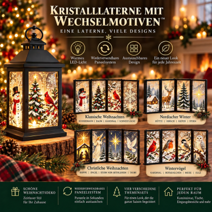 Leuchtende Dekolaterne mit austauschbaren Motiven