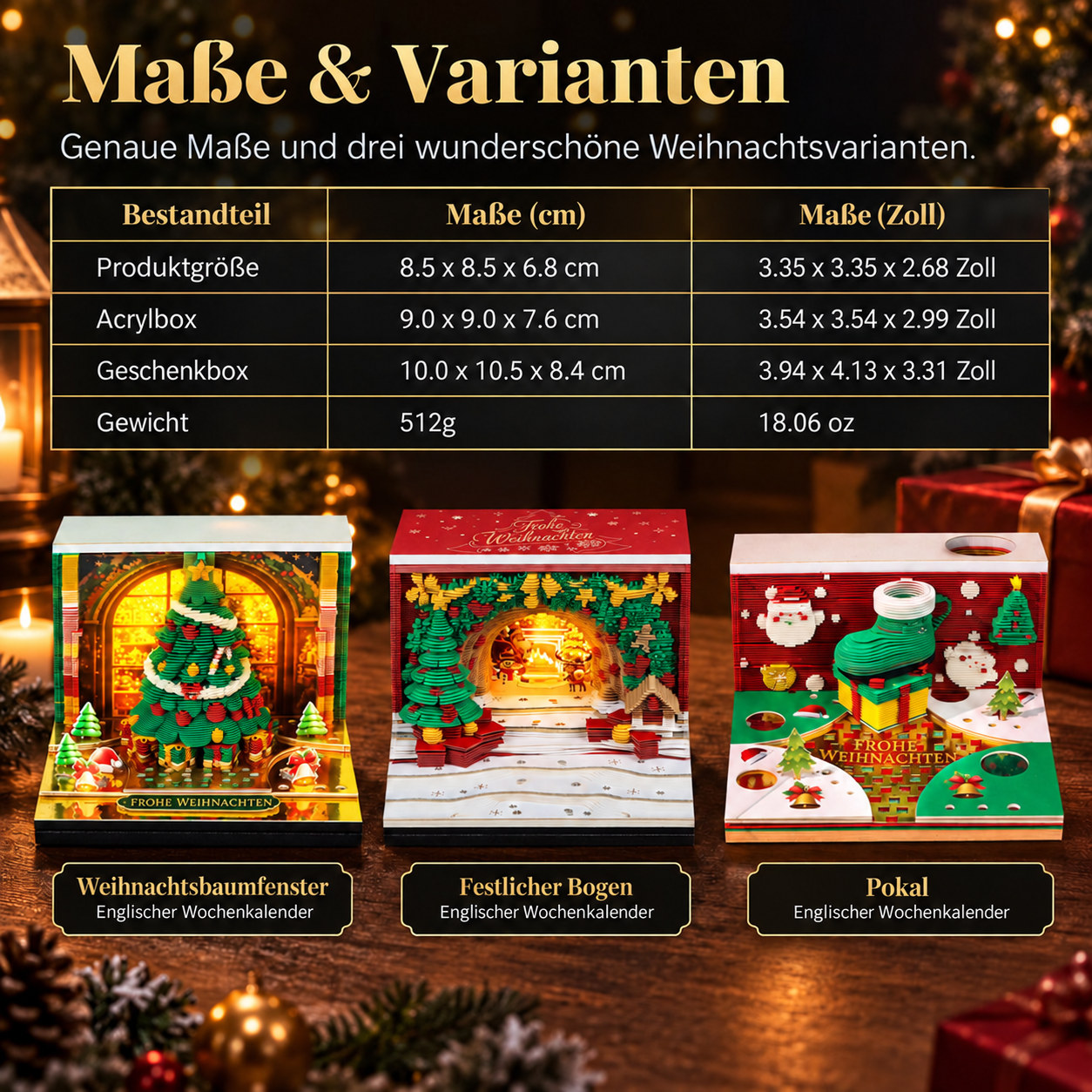 Beleuchteter 3D-Weihnachtskalender aus Papier