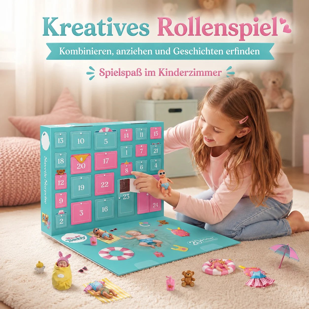 Adventskalender mit Mini-Figuren und Zubehör
