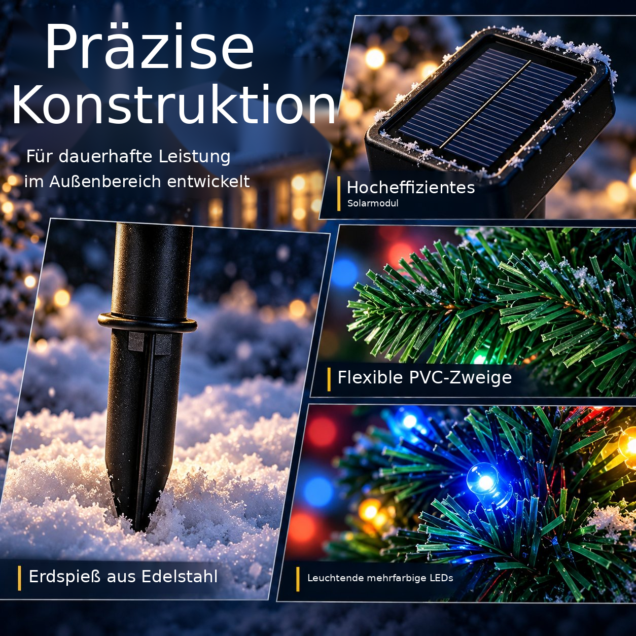 Solar-Weihnachtsbaumleuchten mit Erdspieß