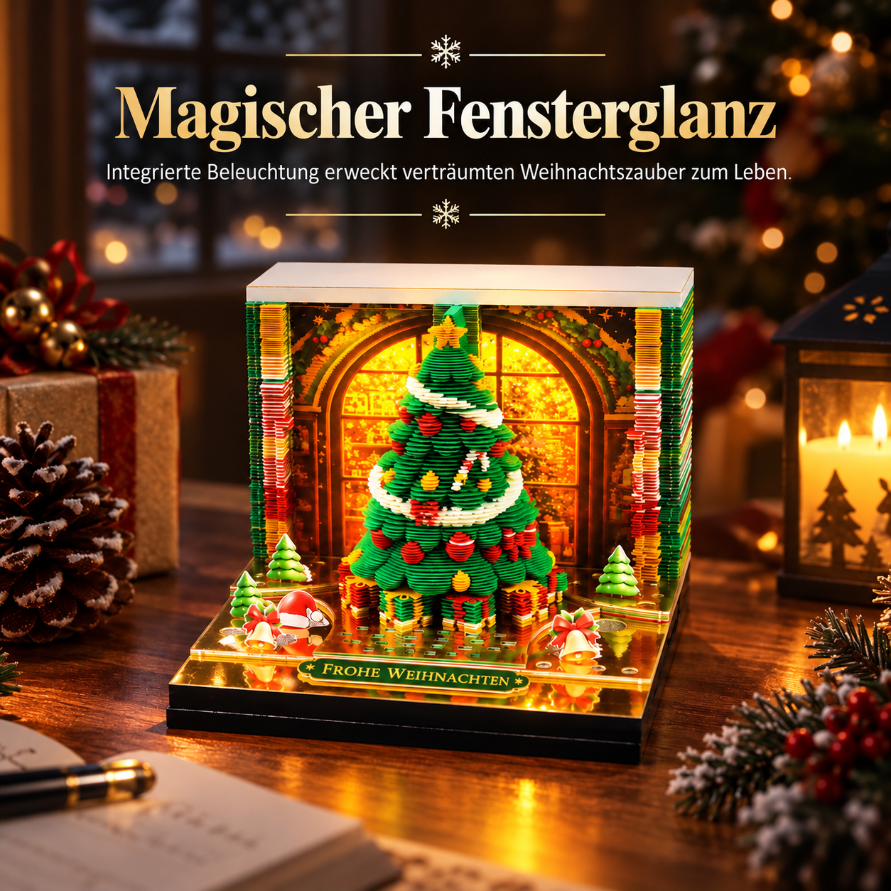 Beleuchteter 3D-Weihnachtskalender aus Papier