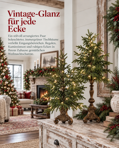 Beleuchtete Weihnachtsbäume im Vintage-Stil
