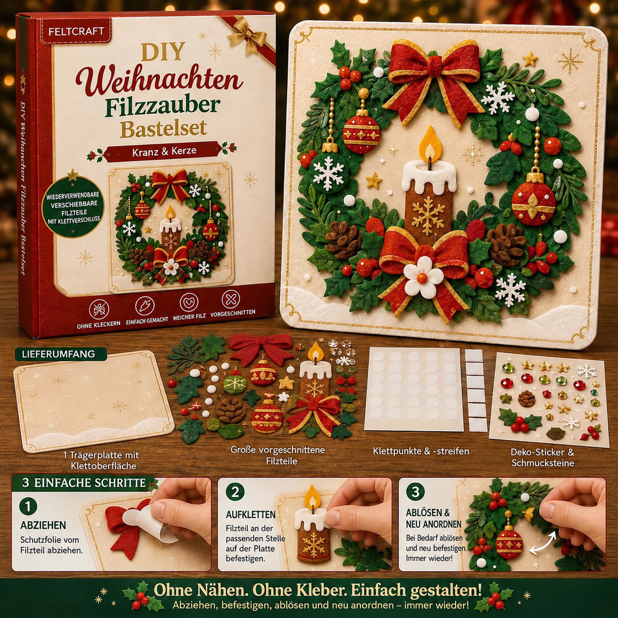 Weihnachtskranz – Filz-Bastelset