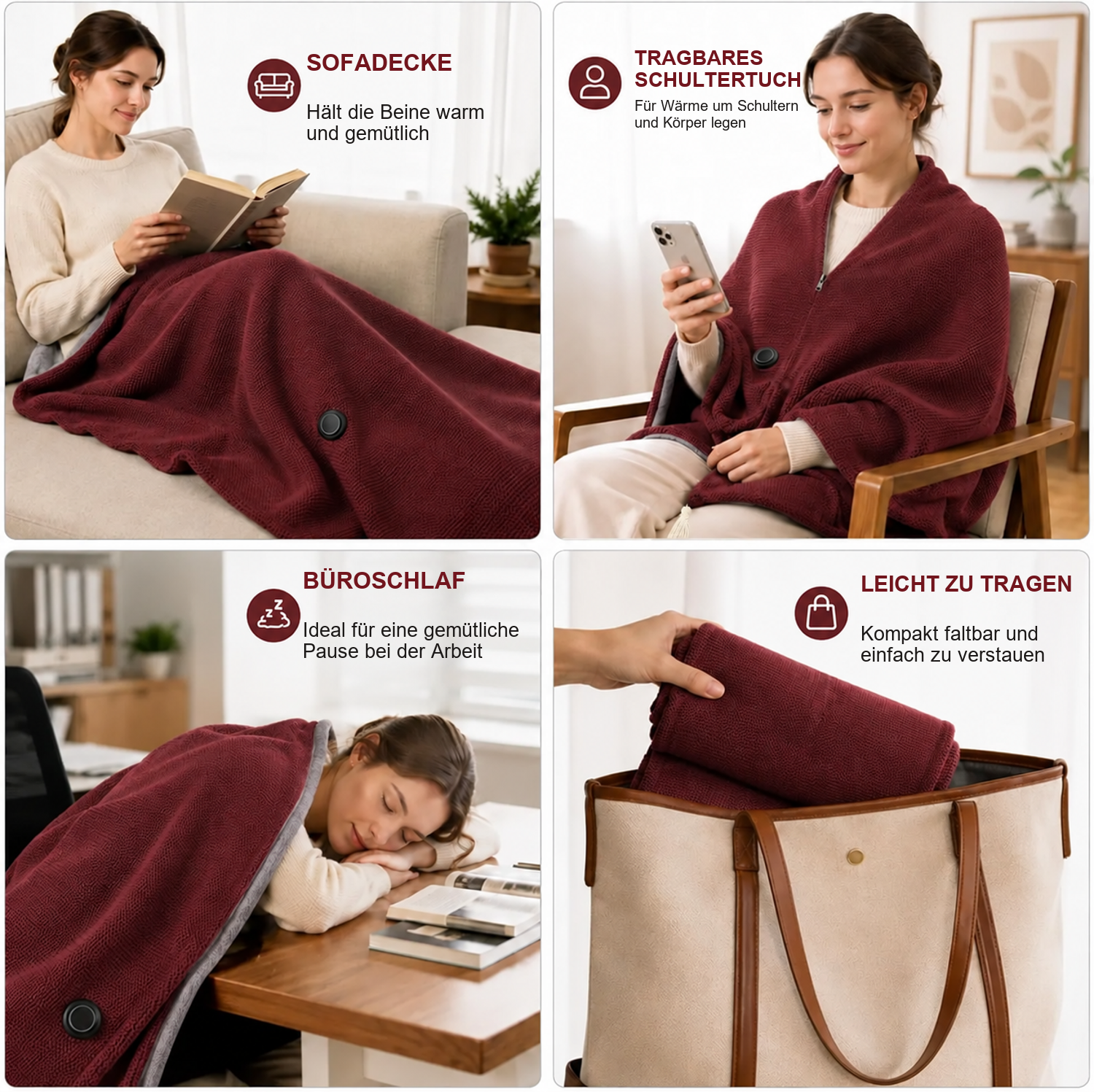 Tragbarer USB-C-Heizdecken-Schal mit 8 Wärmezonen – 7
