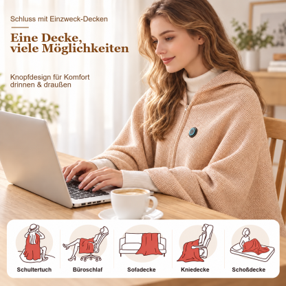 Tragbarer USB-C-Heizdecken-Schal mit 8 Wärmezonen – 4