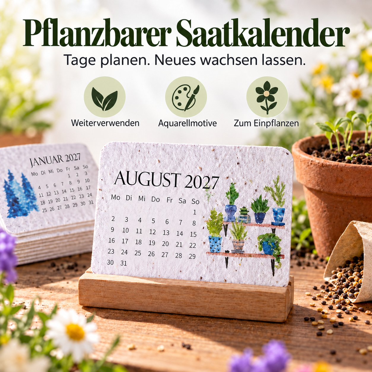 Pflanzbarer Saatkalender 2027 – ein Geschenk, das weiterwächst – lokalisierte Motivabbildung