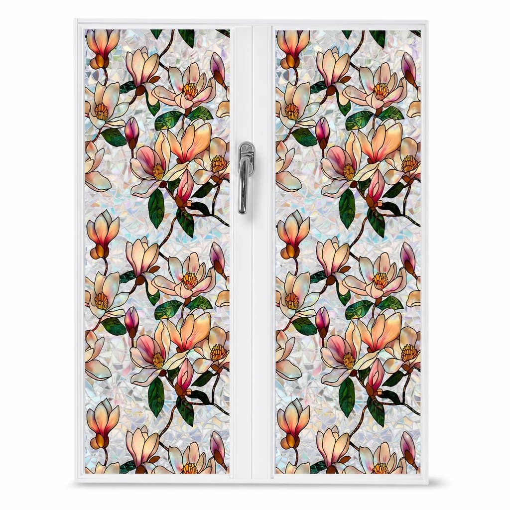 📢📢40 % RABATT !! ⏰ Elektrostatische Regenbogen-Fensterfolie mit dekorativem Blumenmuster