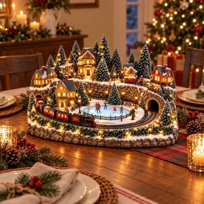 🔥 Animierte Weihnachtsszene mit Zug und Eisbahn ✨