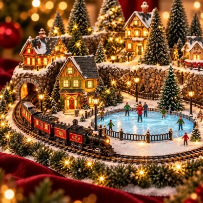 🔥 Animierte Weihnachtsszene mit Zug und Eisbahn ✨