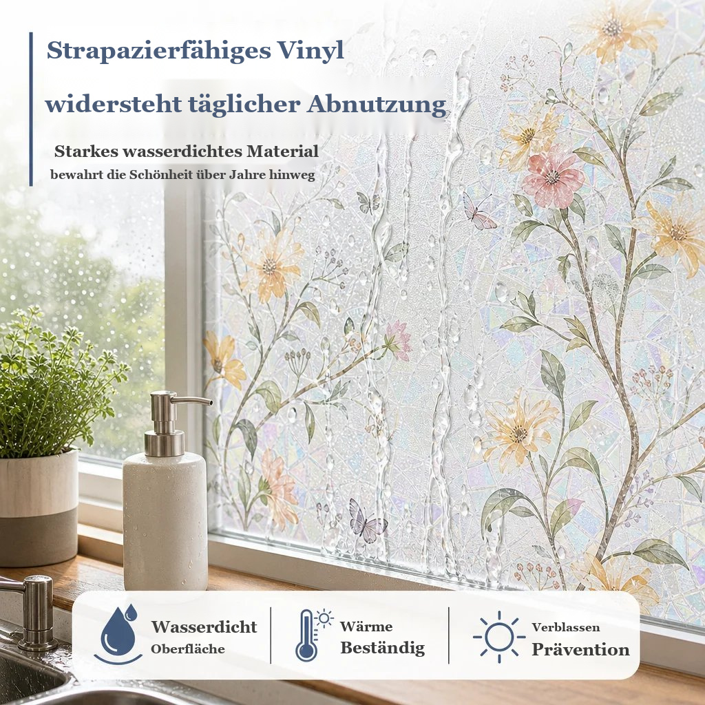 📢📢40 % RABATT !! ⏰ Elektrostatische Regenbogen-Fensterfolie mit dekorativem Blumenmuster
