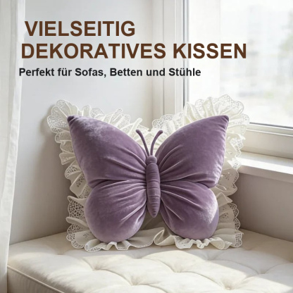 📢📢49 % RABATT !! ⏰ Elegantes schmetterlingsförmiges Zierkissen mit Spitzenbesatz