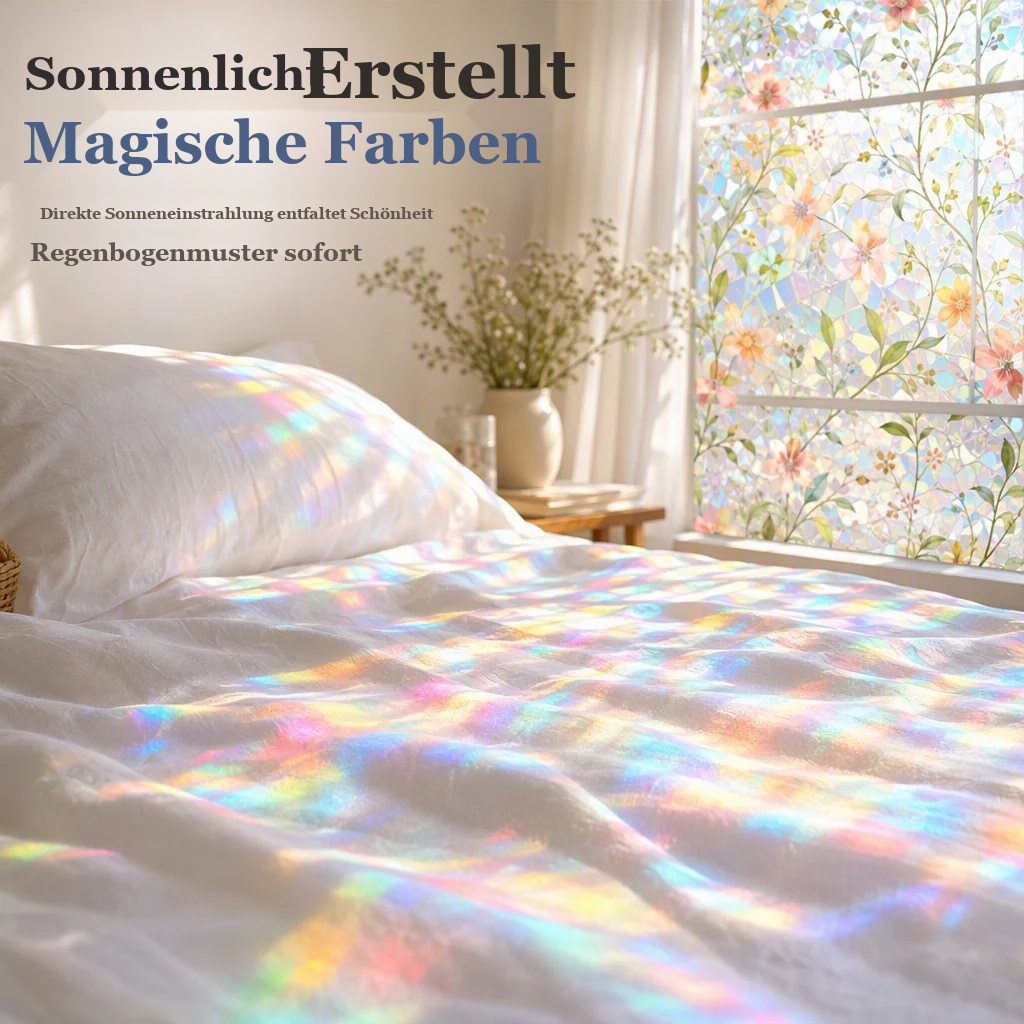 📢📢40 % RABATT !! ⏰ Elektrostatische Regenbogen-Fensterfolie mit dekorativem Blumenmuster