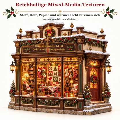 🧵 Omas gemütlicher Quiltladen – DIY-Bausatz 🎄 | Beleuchtete Weihnachtsminiatur | Gestalte deine eigene Weihnachtstradition