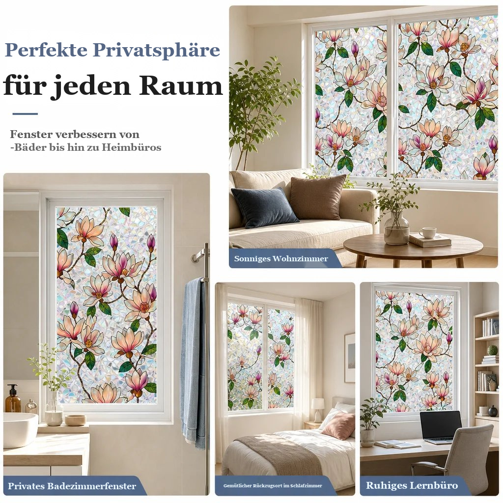 📢📢40 % RABATT !! ⏰ Elektrostatische Regenbogen-Fensterfolie mit dekorativem Blumenmuster