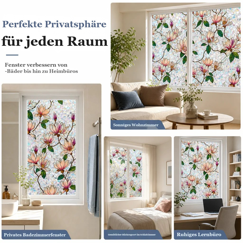📢📢40 % RABATT !! ⏰ Elektrostatische Regenbogen-Fensterfolie mit dekorativem Blumenmuster