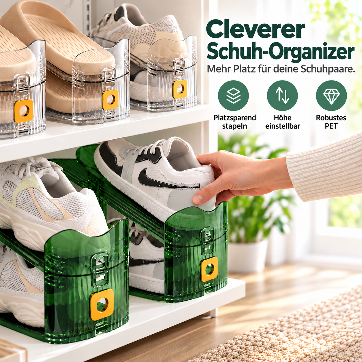 Verstellbarer Schuh-Organizer – Platzsparendes, transparentes Aufbewahrungsregal im minimalistischen Design