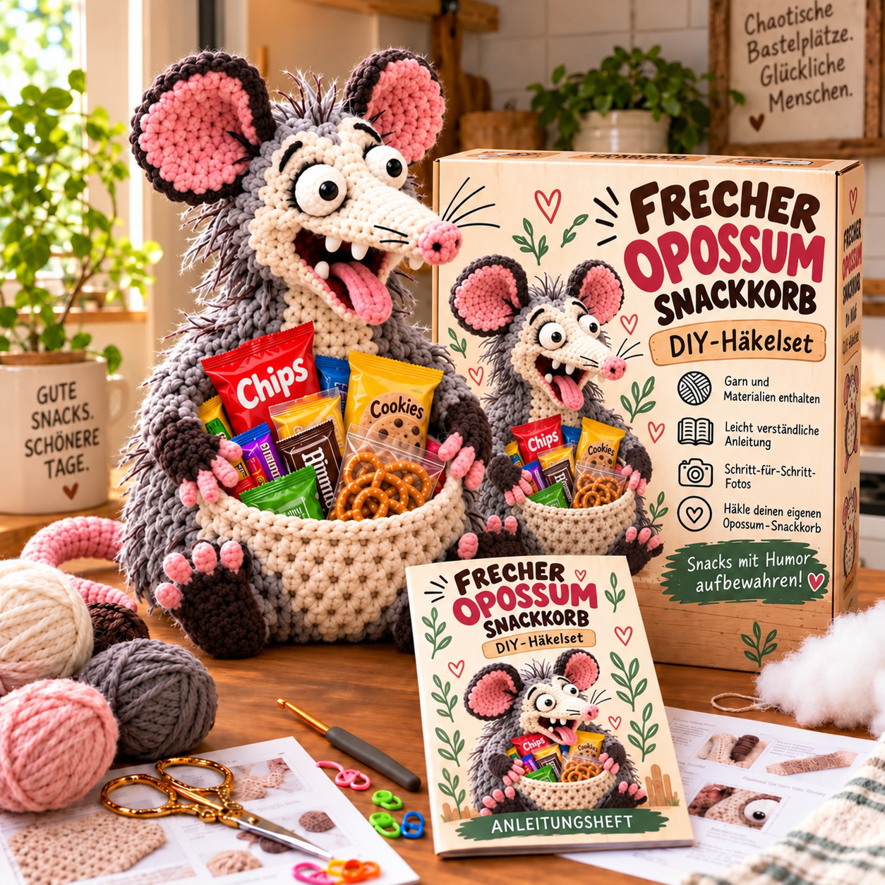 😂 Snack Attack Squad – DIY-Häkelkollektion mit lustigen Tier-Snackkörben