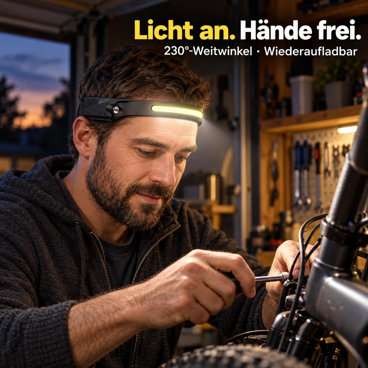 💡 Wiederaufladbare LED-Stirnlampen – 230°-Weitwinkel und Bewegungssensor