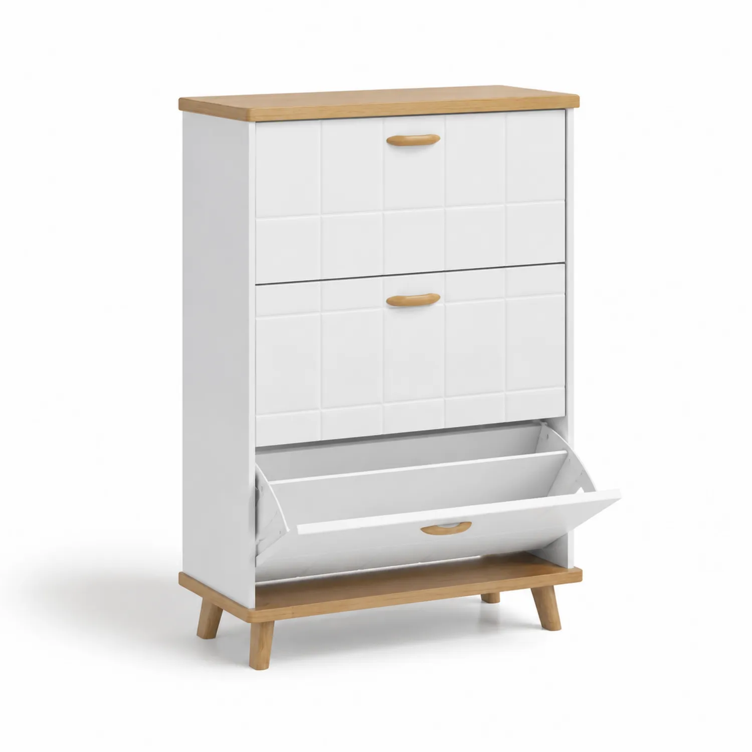 Zapatero de MDF Blanco con Detalles de Roble