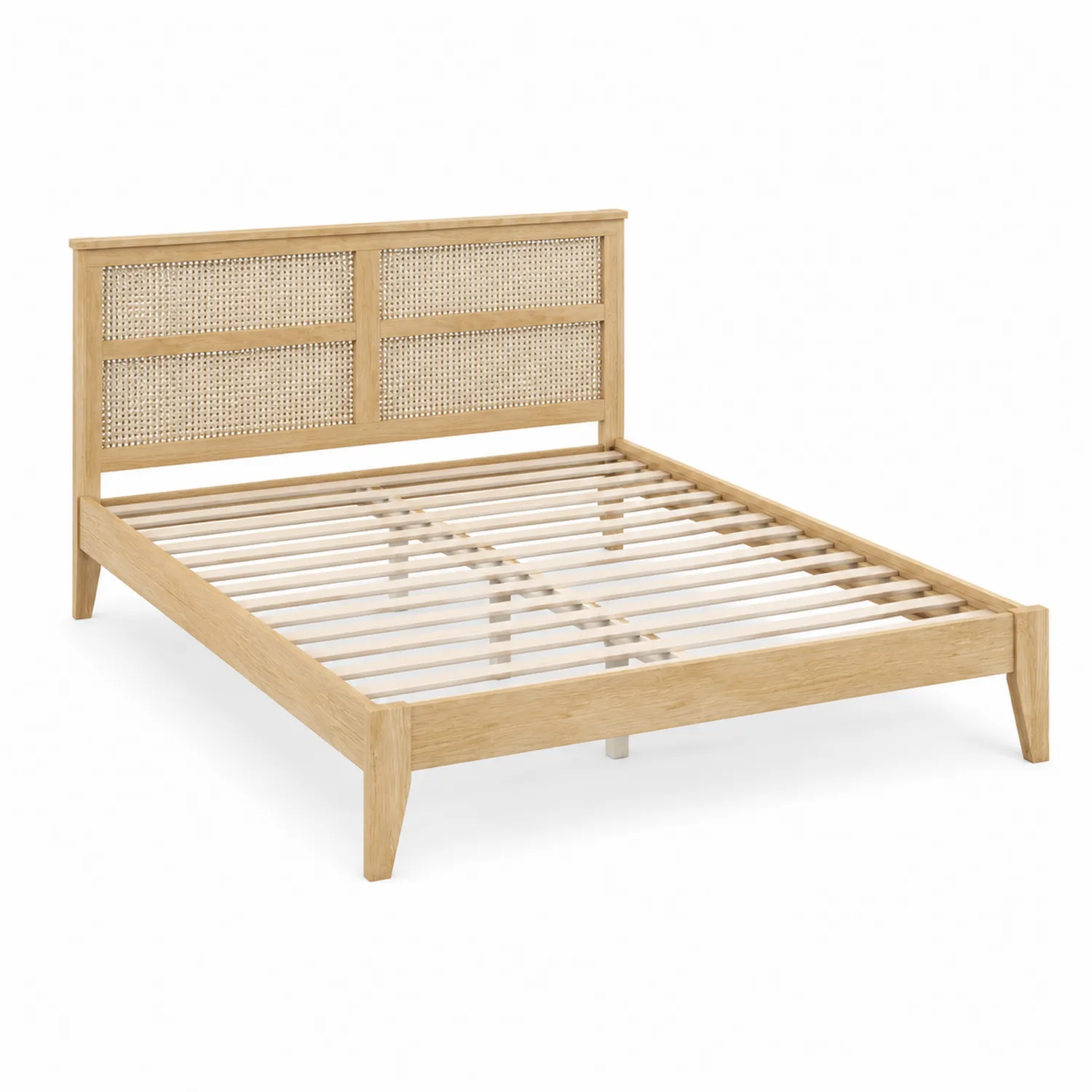 Cama de Madera de Roble y Ratán 200x160 cm