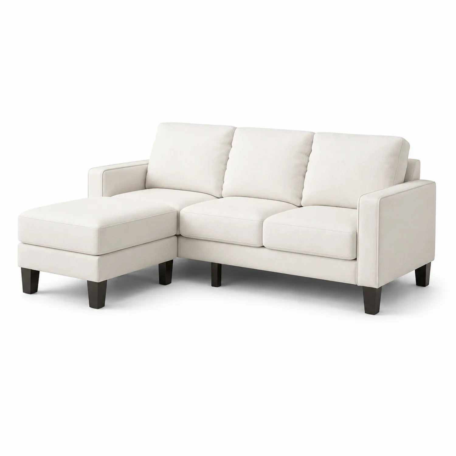 Sofá modular en forma de L de 3 plazas con tapicería de poliéster beige