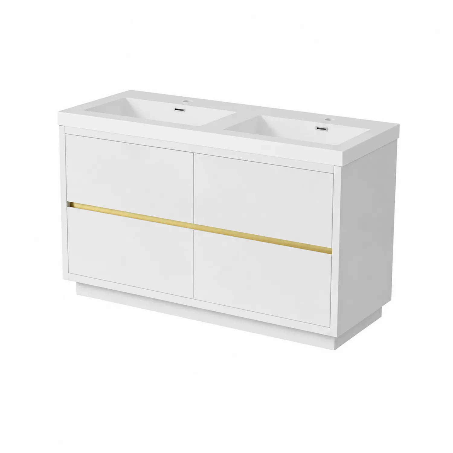 Mueble de lavabo doble de MDF blanco con lavabo cerámico 120x50x85 cm