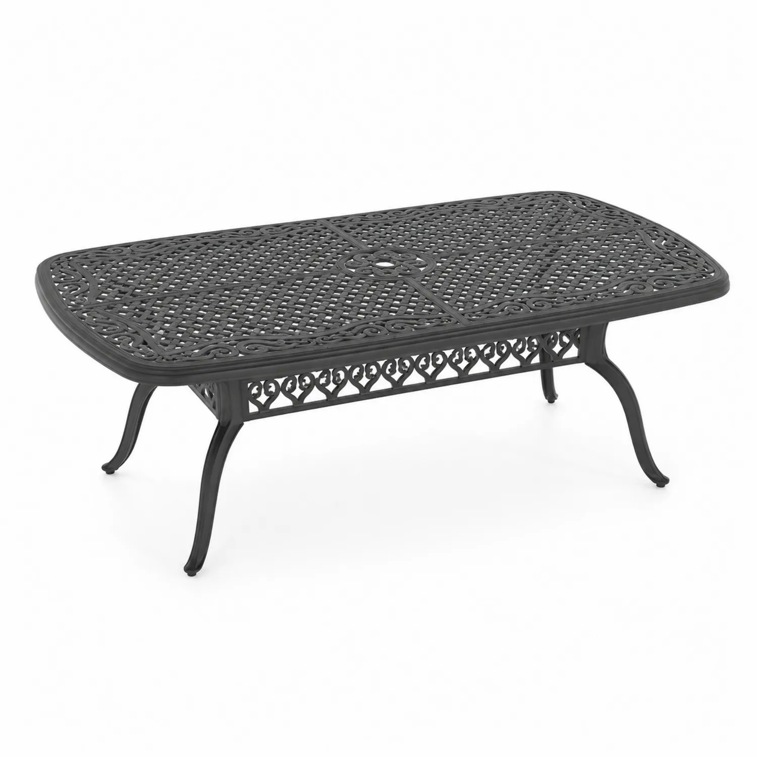 Mesa de comedor de jardín de aluminio fundido negra 180x90 cm