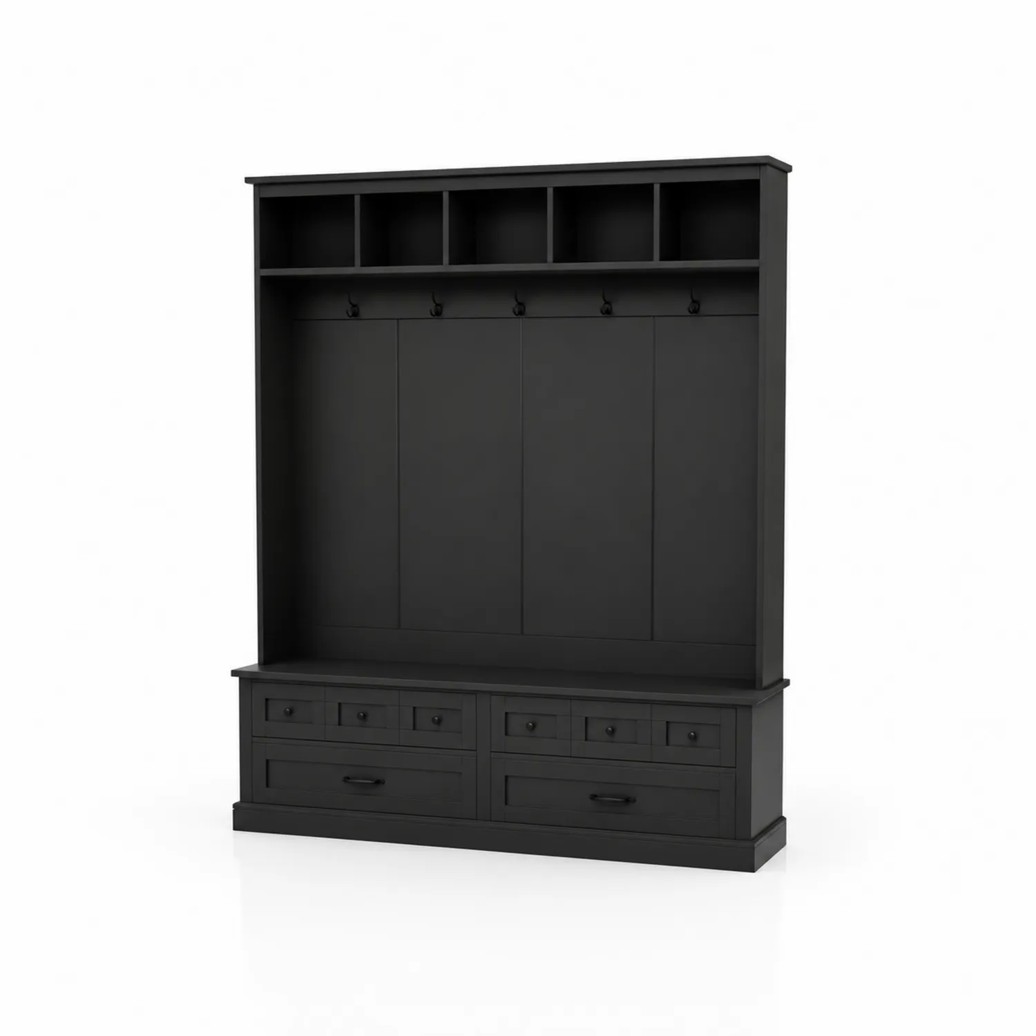 Mueble de madera con estantes y cajones 200x150x40 cm Negro