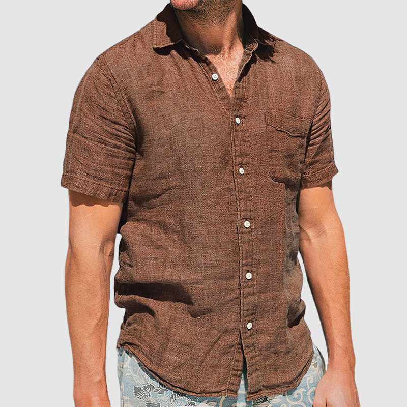 Gentleman's Vacation Soft Two-tone Cotton Linen Shirt-Comfort & Reliable