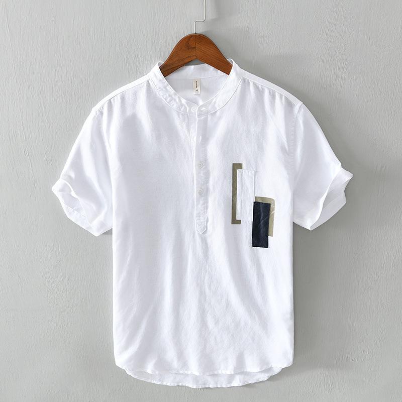Men's stand-collar cotton and linen thin shirt-Comfort & Reliable