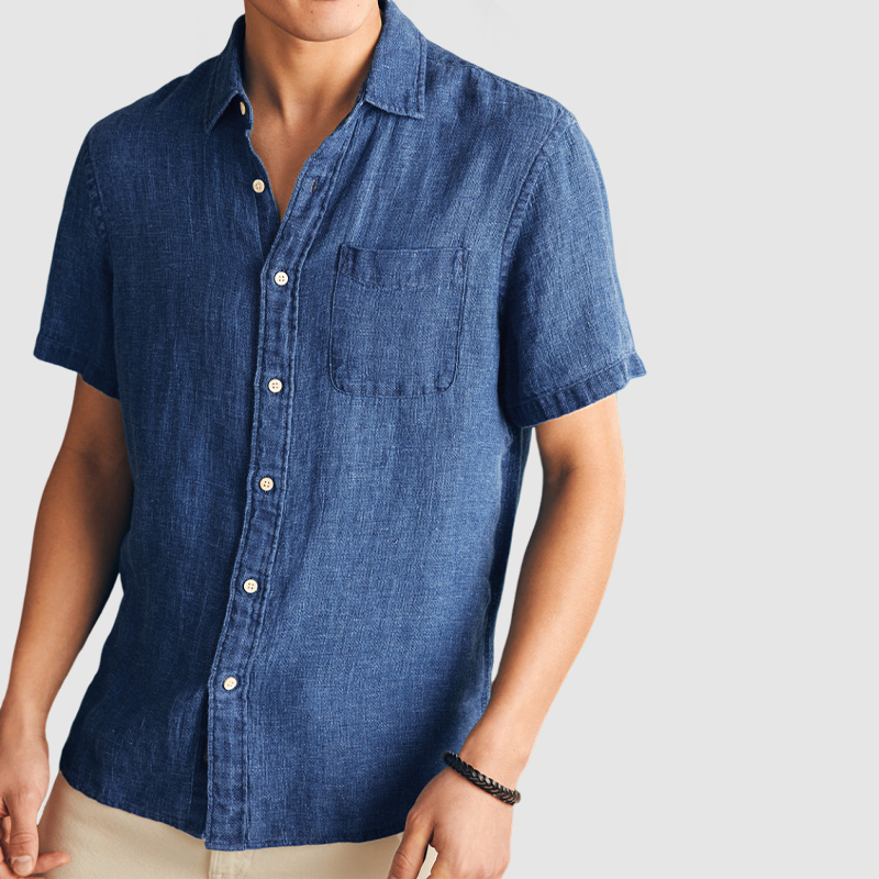 Gentleman's Vacation Soft Two-tone Cotton Linen Shirt-Comfort & Reliable