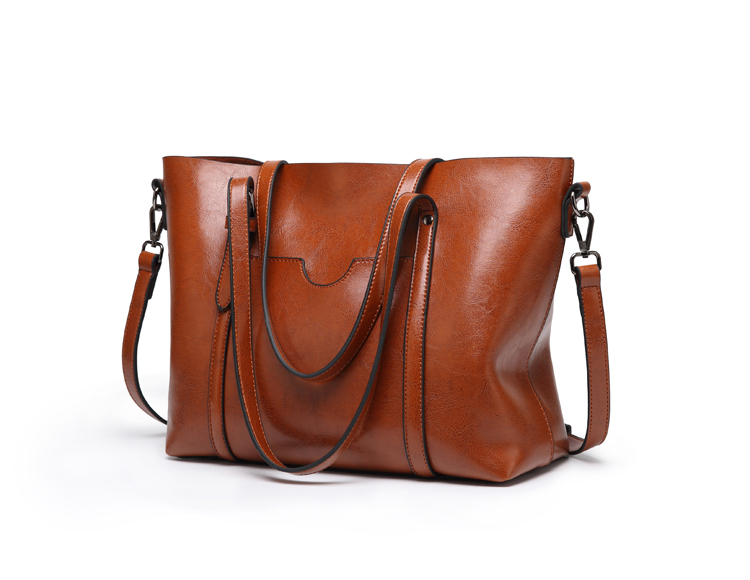 Vintage Oil Wax Leather Large Capacity Women’s Tote Crossbody Bag