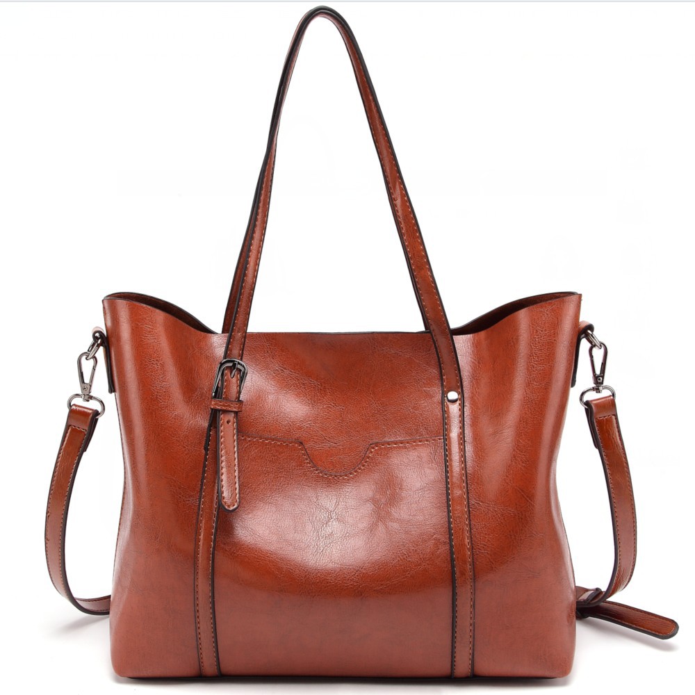 Vintage Oil Wax Leather Large Capacity Women’s Tote Crossbody Bag