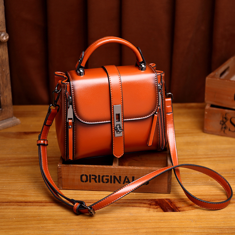 Vintage Burgundy Lock Flap Mini Handbag, Multi-way Crossbody Satchel Bag