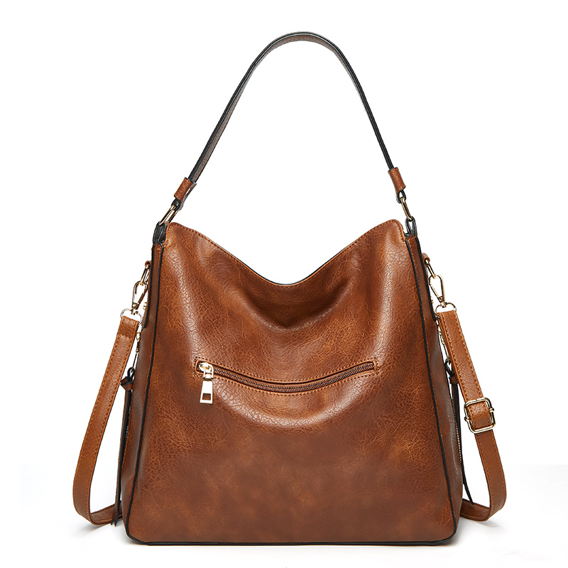Vintage Oil Wax Leather Hobo Shoulder Bag with Matching Mini Coin Purse