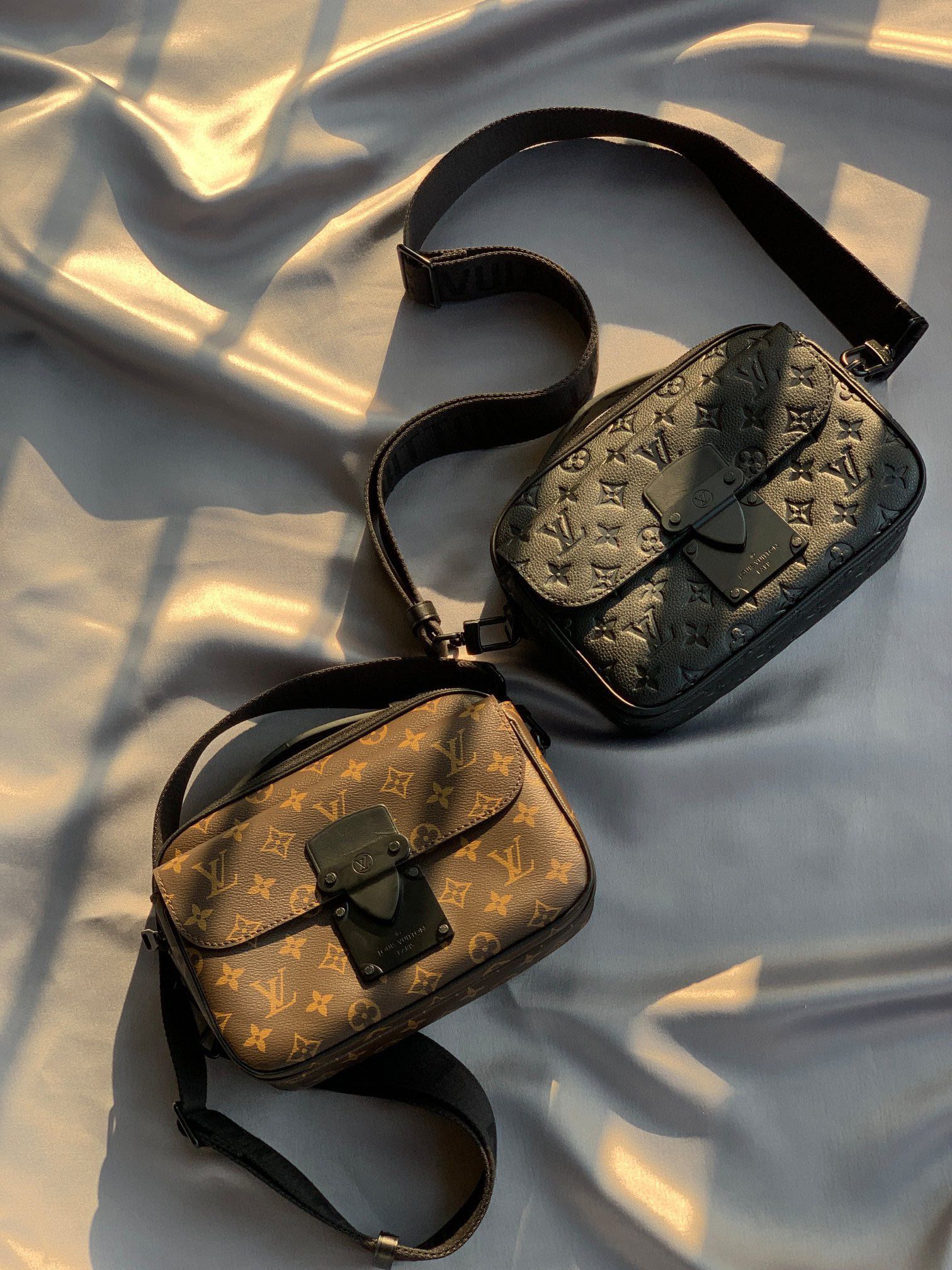 Vintage Monogram Print Square Camera Crossbody Bag with Wide Adjustable Strap