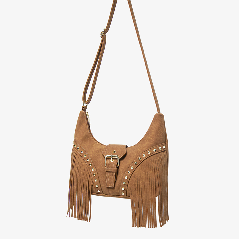 Vintage Western Fringe Rivet Suede Crossbody Shoulder Bag