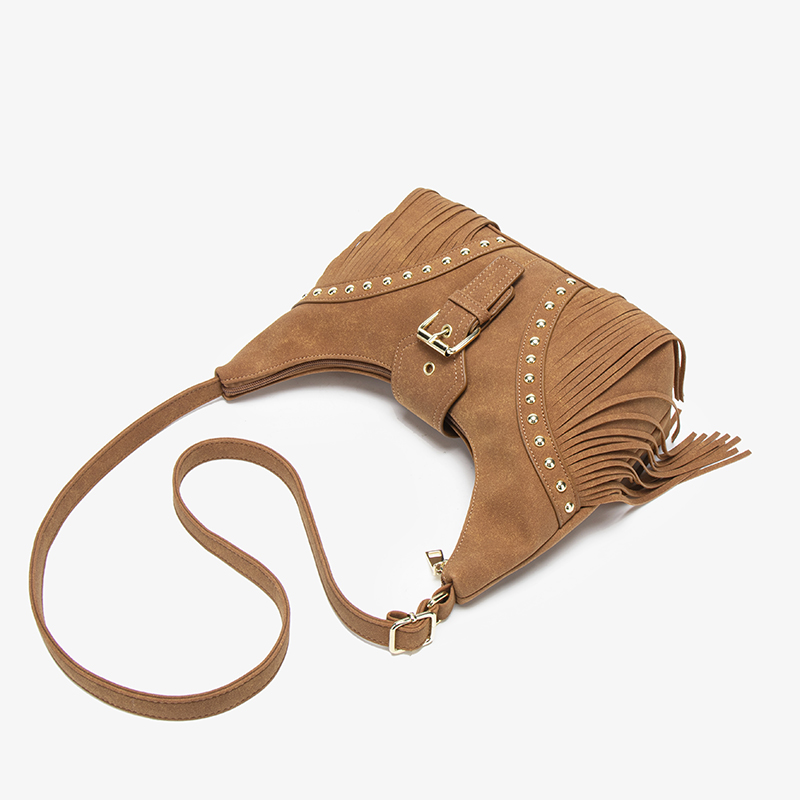 Vintage Western Fringe Rivet Suede Crossbody Shoulder Bag