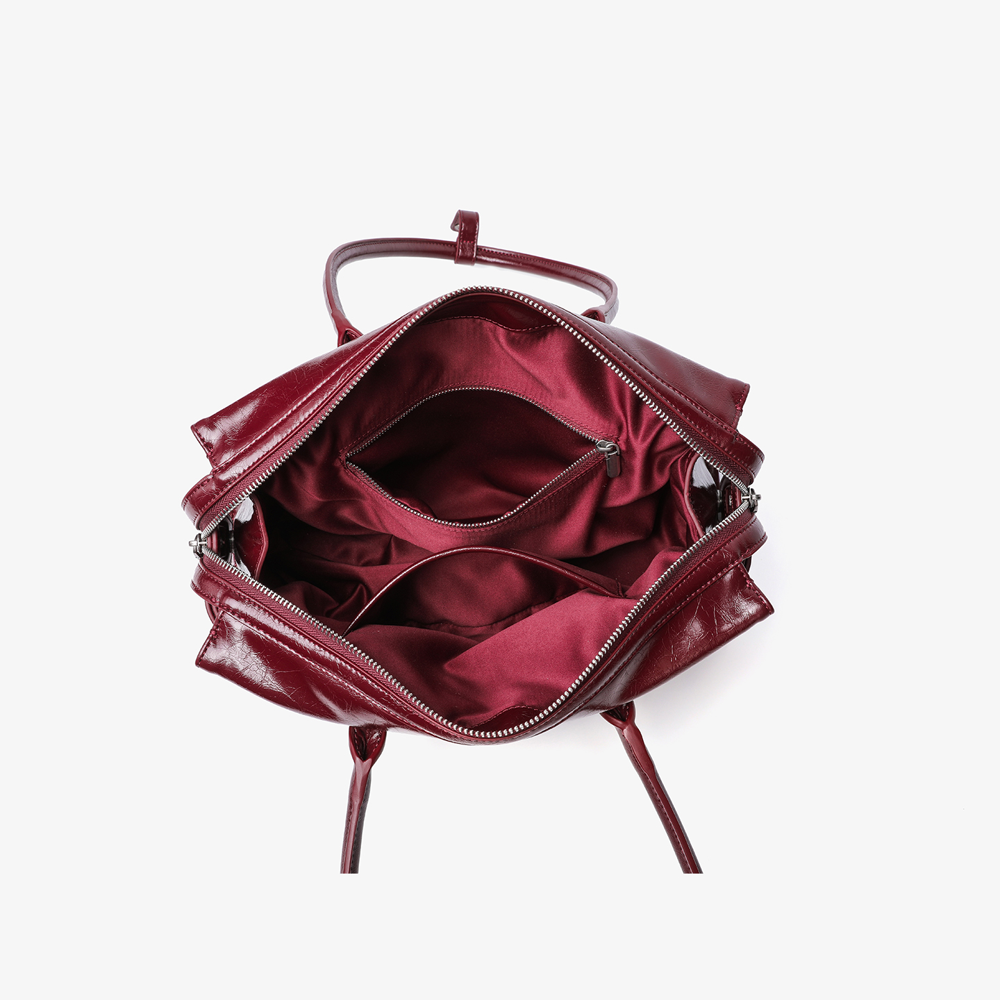 Retro Burgundy Cracked Leather Belt Buckle Shoulder Handbag