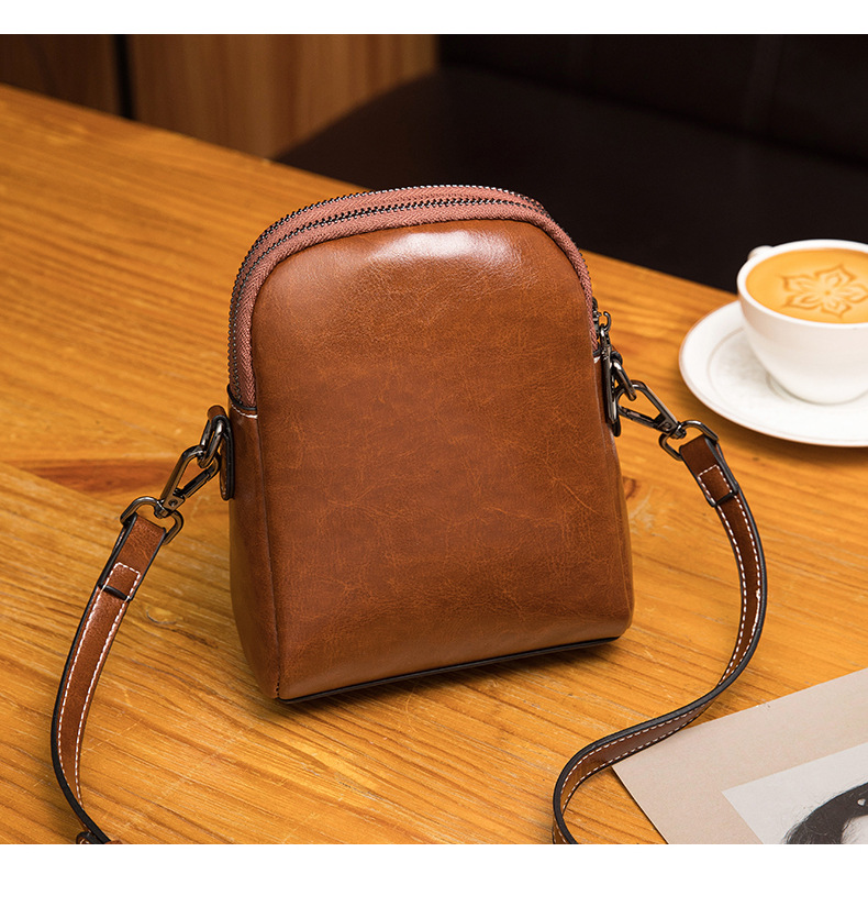 Vintage Brown Sunflower Button Mini Crossbody Phone Bag